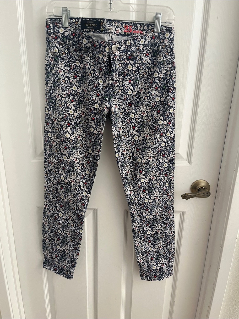J. Crew Navy Floral Print Cropped Pants